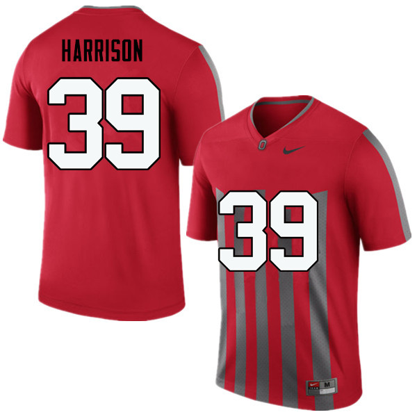 Men Ohio State Buckeyes #39 Malik Harrison College Football Jerseys Game-Throwback